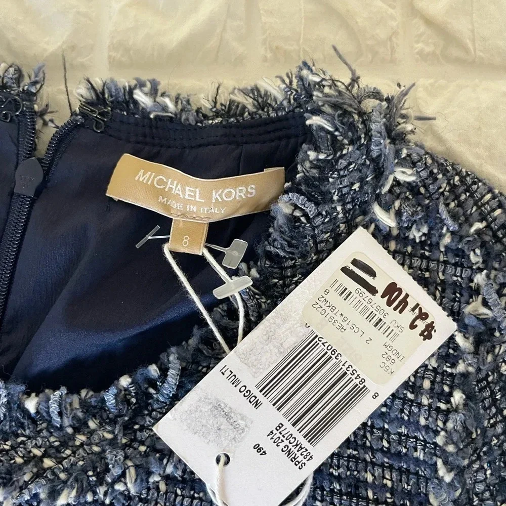 Michael Kors Collection blue luxury tweed NWT midi dress - Picture 6 of 12